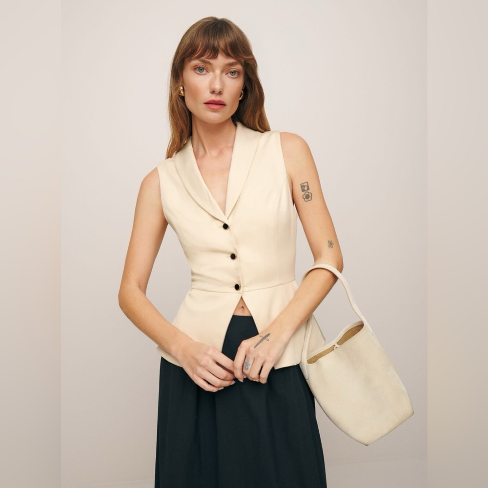 REFORMATION Cream Oakley Peplum Vest